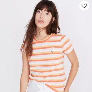 Daisy Embroidered Daisy Vintage Tee Orange Stripe